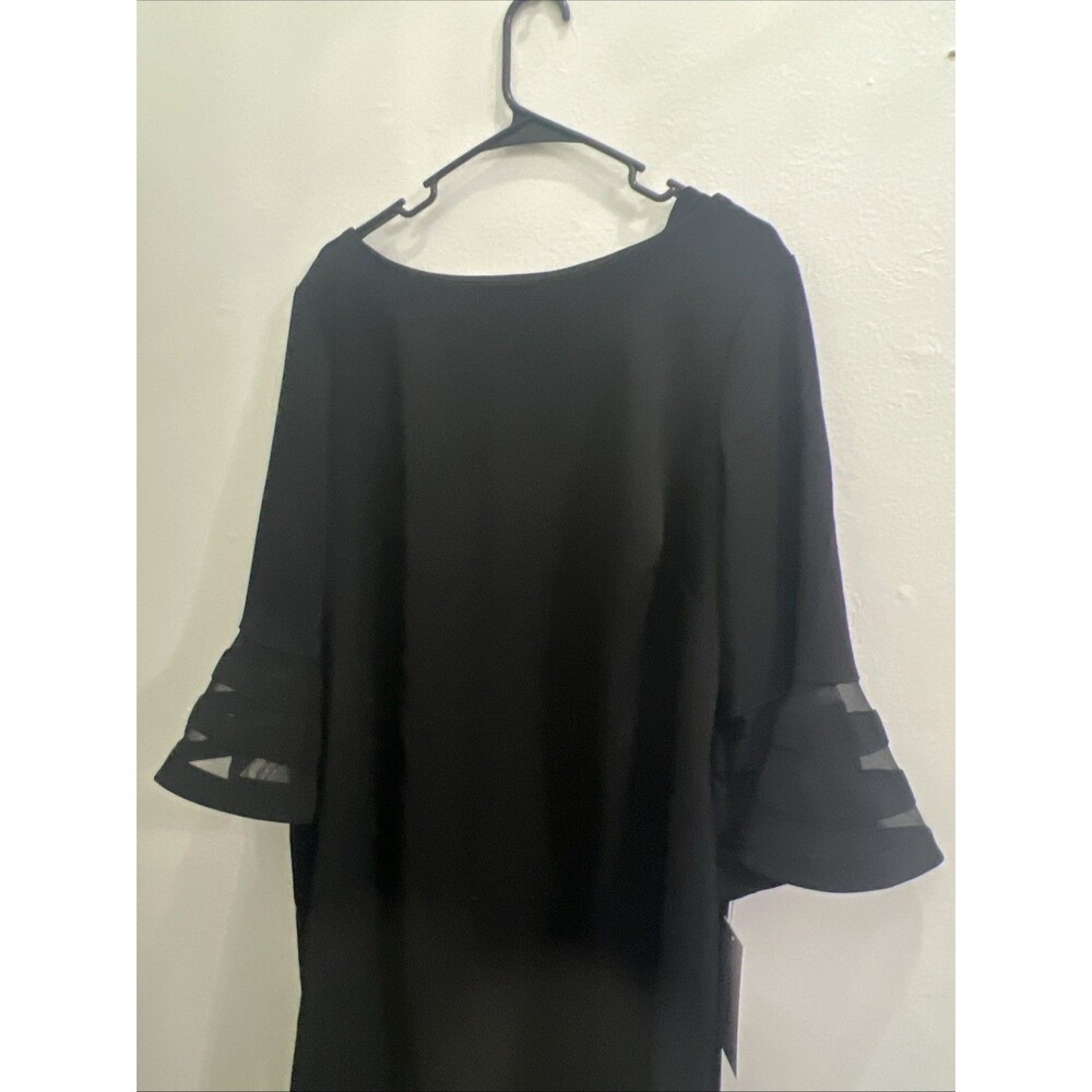Calvin Klein Women's Black Ruffle Sleeve Dress With Contrast Zipper 18W